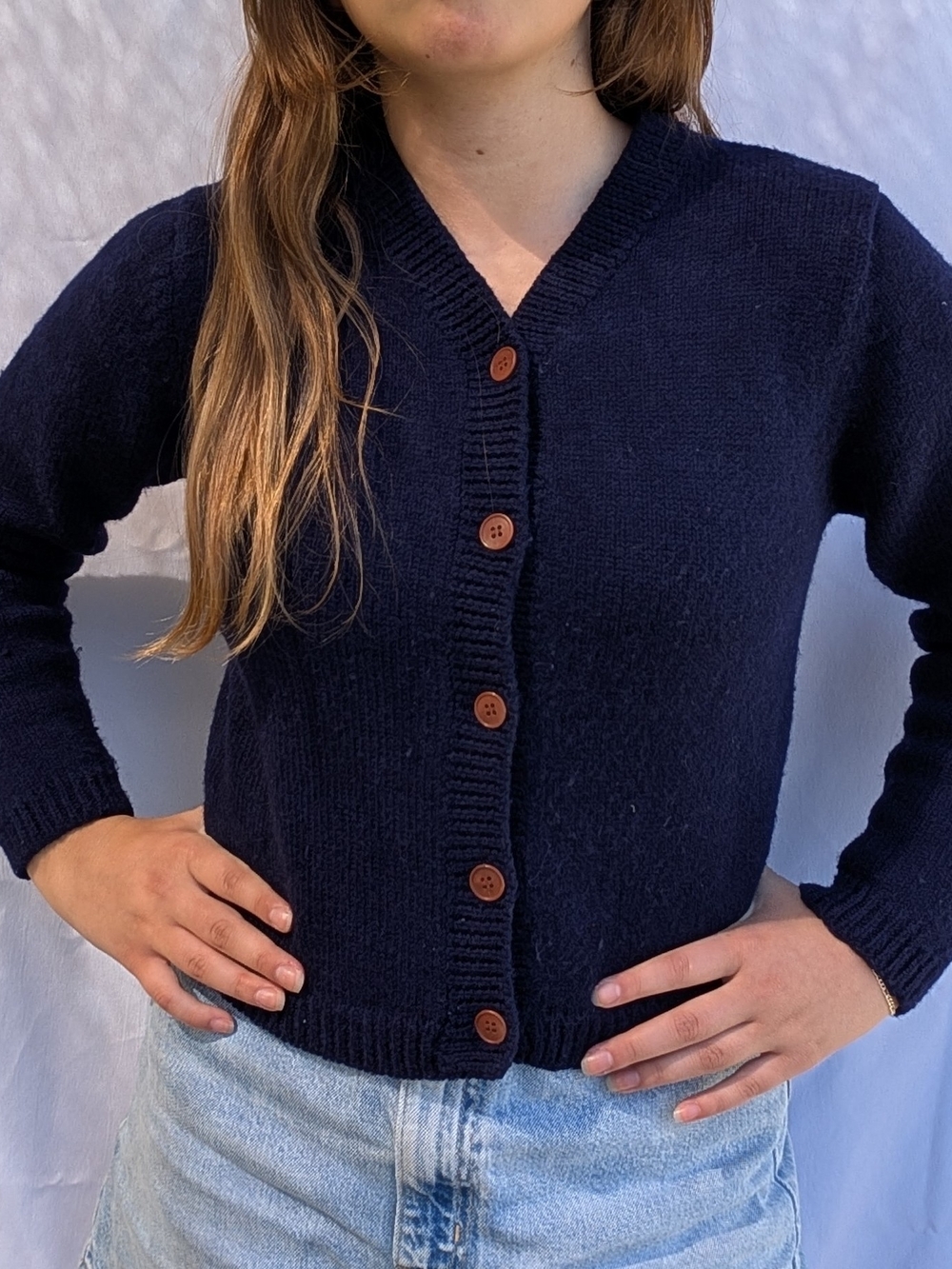 The Limited Navy V-Neck Button Cardigan